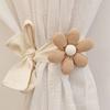 Cute Khaki White Warm Color Plush Bear Flower Curtain Tie Kids Girl Bedroom Livingroom Curtain Folding Bind Rope Home Decoration
