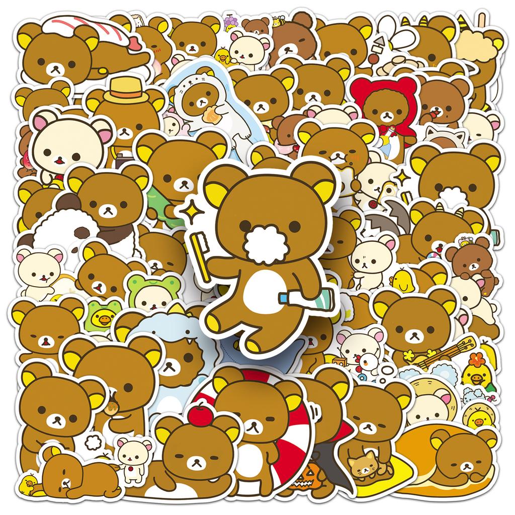 50 Pieces of Relaxed Bear Graffiti Stickers Cartoon Cute Gucka Decorative Mobile Phone Case Skateboard Water Cup Creative Stickers