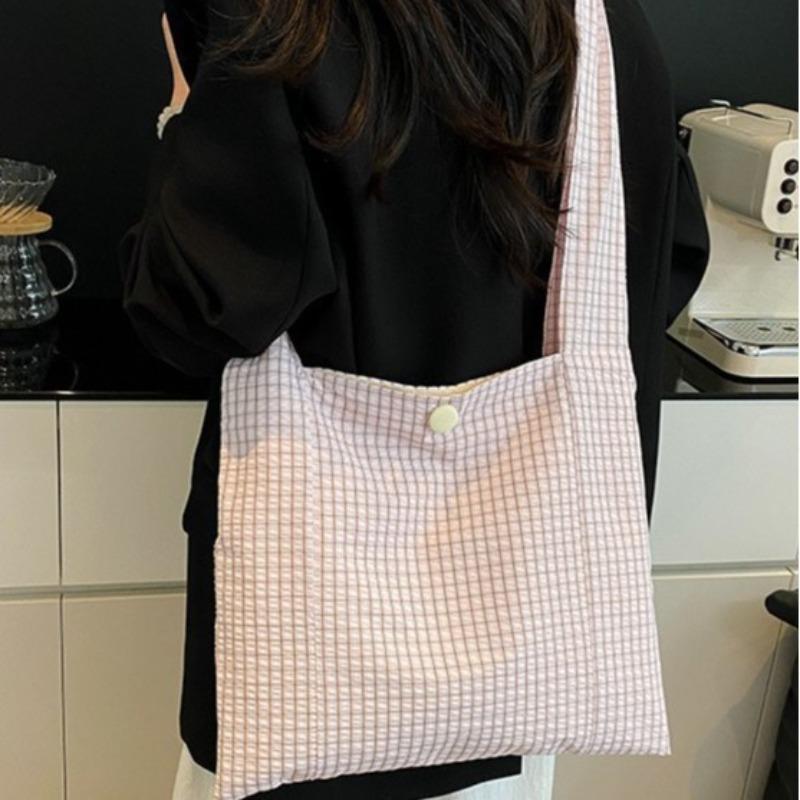 Сумки Холщовые сумки Lazy wind Литературные нишевые сумки под мышкой Новые клетчатые сумки Модные сумки на плечо