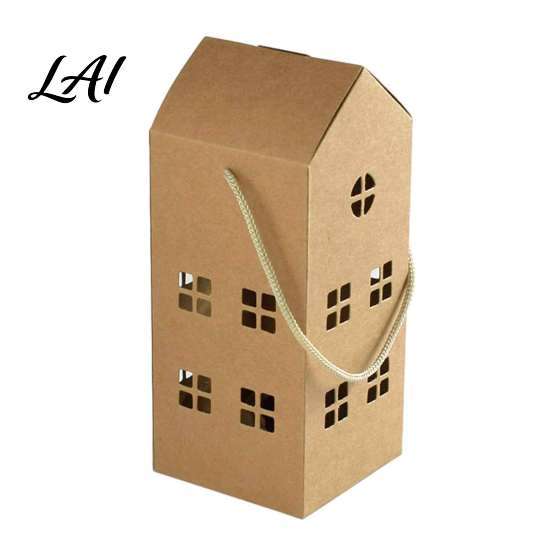DIY Decorative Gift Containers 10PCS House Shaped Paper Candy Boxes Hollow Design Cardboard Treat with Art And Craft Boxes Handle Easy Assembly