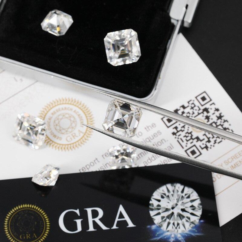 Cellacity White Short Square Aschi Mosanite 0.5 Cct-7.0 CT-D Color Laboratory Grown Diamond GRA Certificate