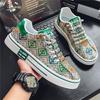 2025 Ethnic Wind Random Flower Camouflage National Tide Sports Untied Board Shoes Men's Low-top Students Outdoor Tide Shoes Men's Shoes