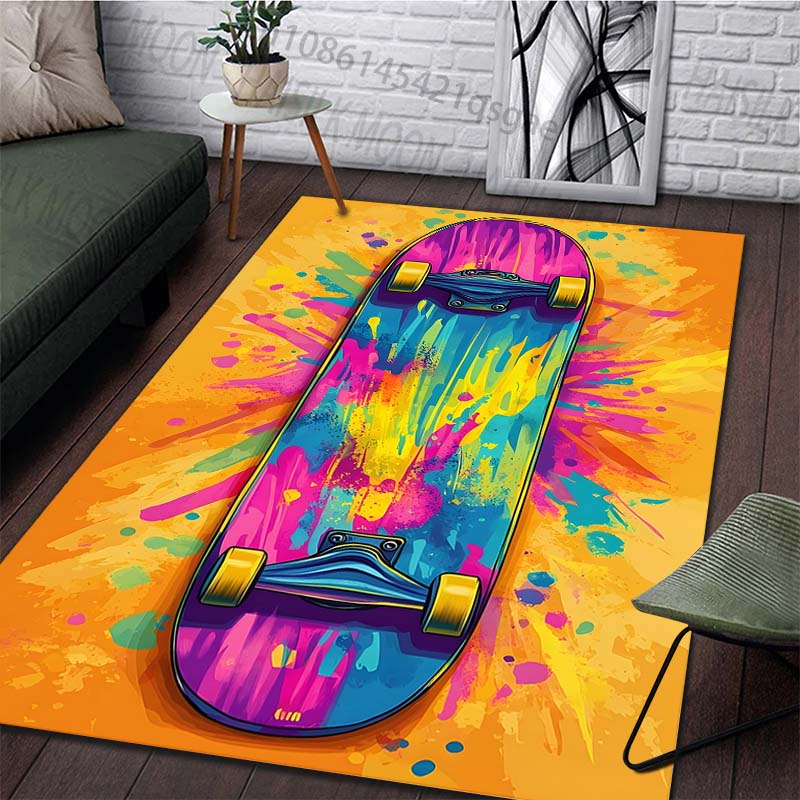 Creative Colorful Skateboard Print Rug Carpets for Bedroom Living Room Sofa Mat Door Mat Dressing Room Rugs Large Size