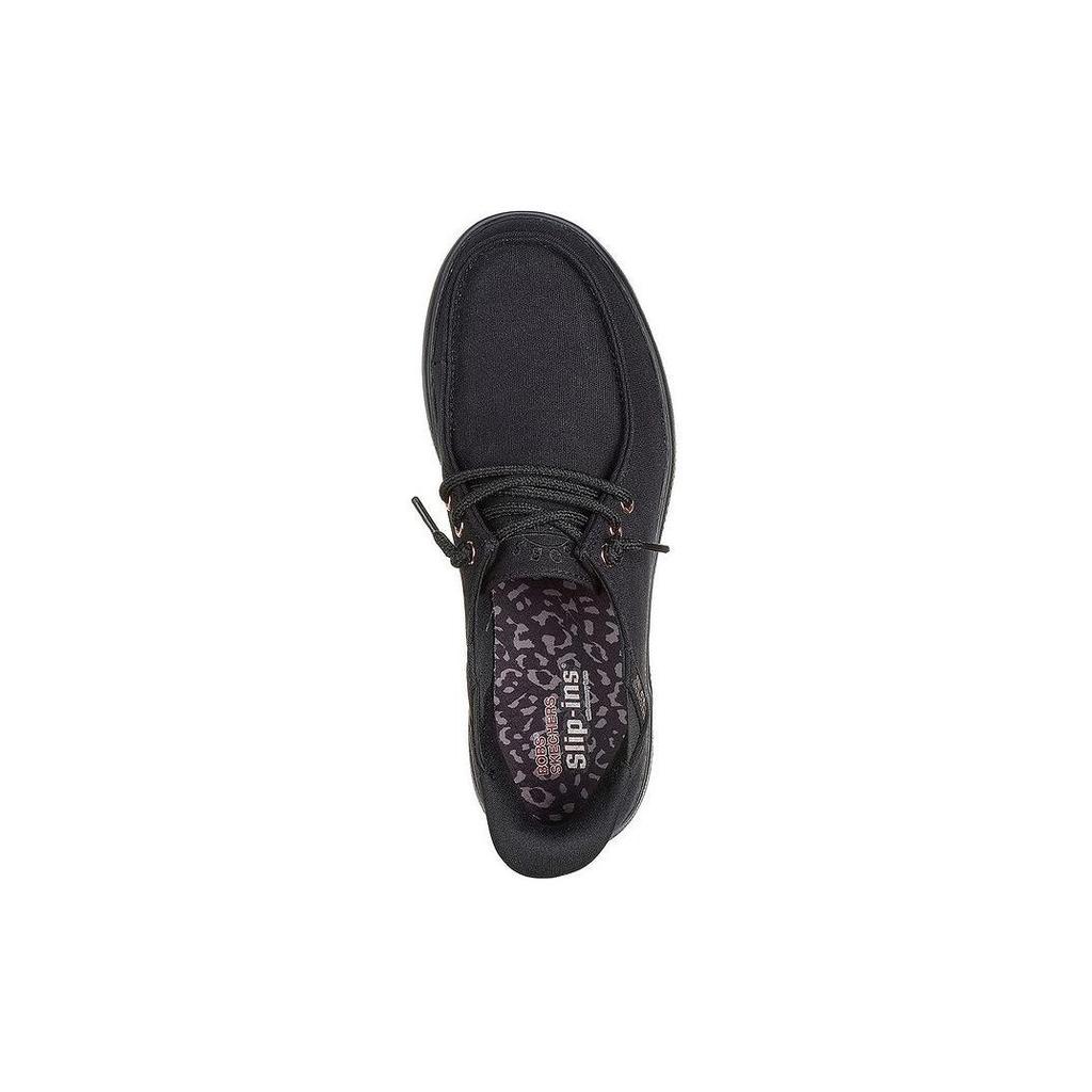 Skechers Bobs Skipper Холщовые Простые Удобные Низкие Повседневные Кроссовки Женские Черный 114814-BBK
