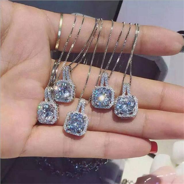 Sunflower Lab Moissanite Diamond Pendant Real 925 Sterling Silver Charm Party Wedding Pendants Necklace for Women Bridal Jewelry