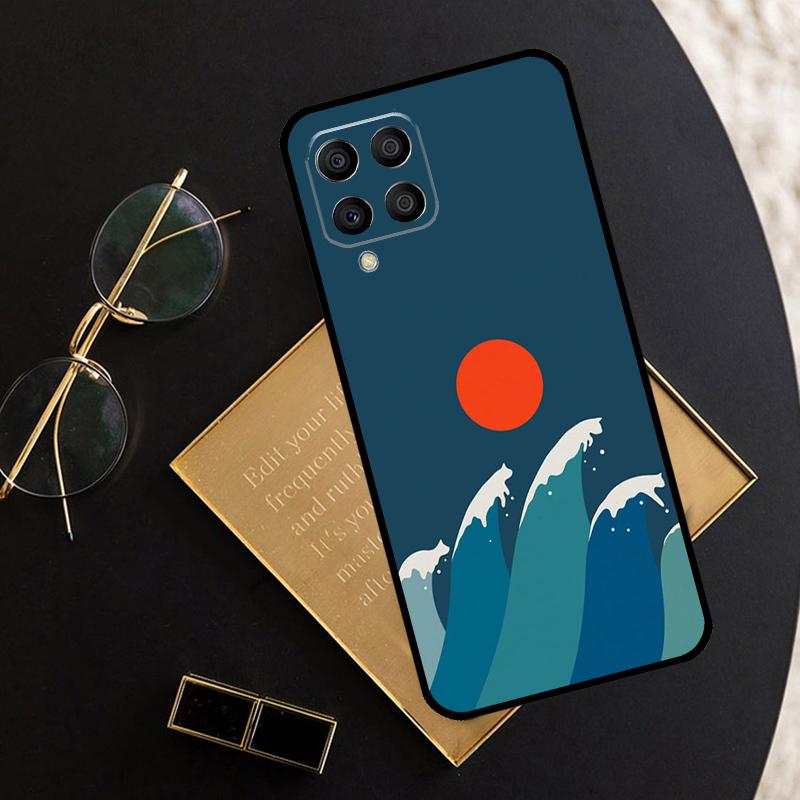 Cat Mount Fuji Japan Wave Landscape For Samsung Galaxy M06 M16 M12 M13 M14 M15 M35 M55 M34 M54 M33 M53 M21 M31 M11 M32 M52 Case