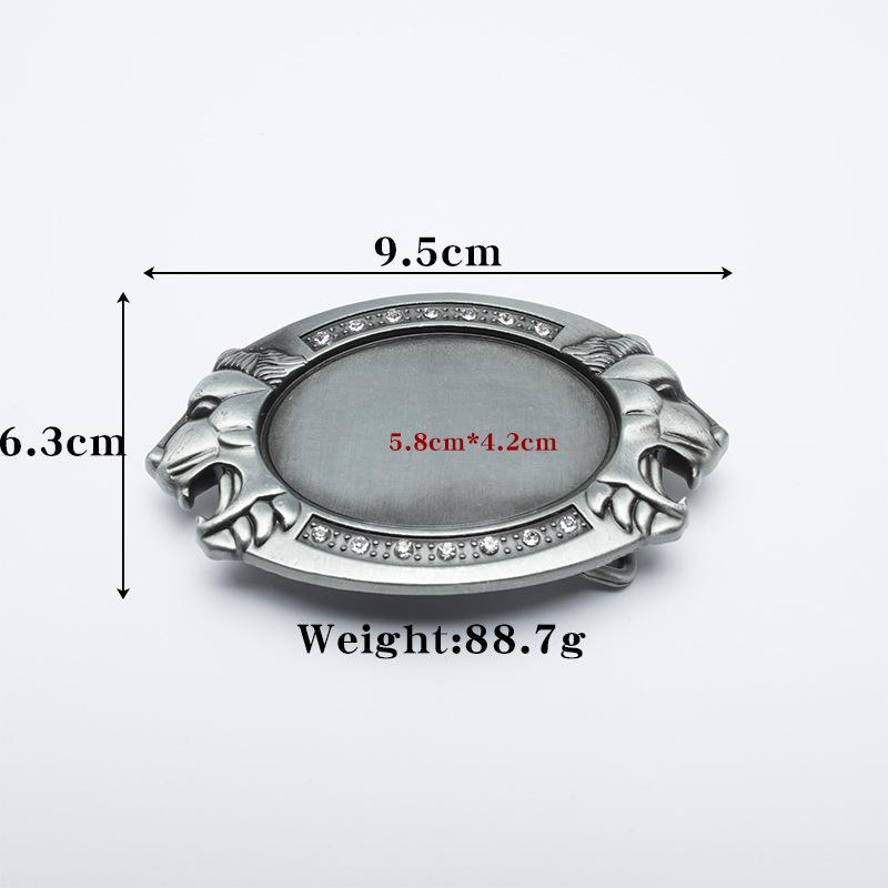 Simple and Fashionable Adult Belt Zinc Alloy Lion Head Diamond Plate Belt Whole Cowhide Four-season Retro Belt