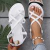 Fashion Women Fashion Roman Flats Sandals 2025 Summer New Simple Type Open Toe Outdoor Beach Flat Sandals Comfortable Shoes for Women