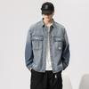 Американская тяжелая ретро джинсовая куртка мужская свободная большого размера модная брендовая стираная синяя куртка одежда модная