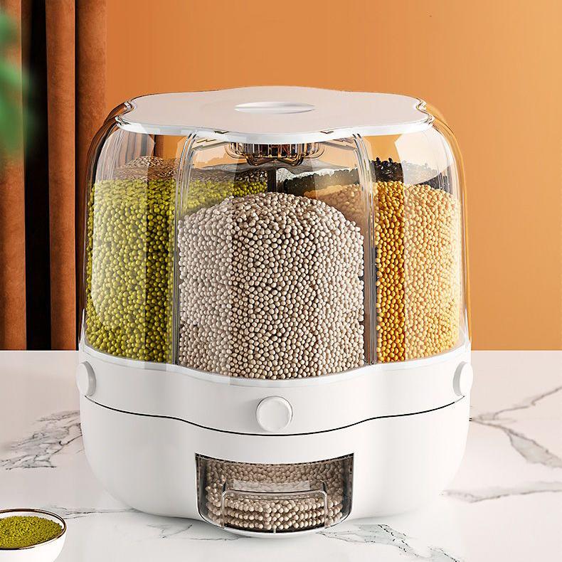 Bucket Household Moistureproof Insectproof Rice Rice Storage Box Rotatable Sealed Grain Storage Box Kitchen Partition Tool