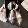 147x14cm Luxury Fashion Silk Scarf Women Long Strip Double Layer Silk Scarves Headband Neckerchief Foulard Hairband Hijab Ribbon
