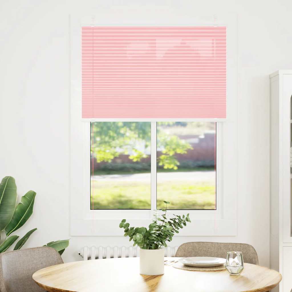Roleta Plisowana Różowa 90X100 Cm Szerokość Tkaniny 89,4 Cm