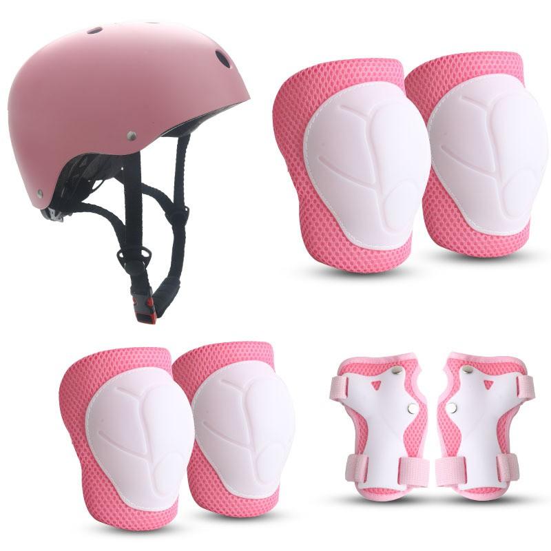 Kids Skateboarding Safety Gear Set With Helmet Knee Elbow Wrist Guards Roller Skating Scooter Cycling Outdoor Sports
