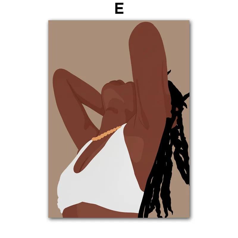 Fashion Black Woman Girl Beautiful Gold Ring Necklace Nordic Posters And Prints Canvas Painting Wall Art Living Room Home Decor