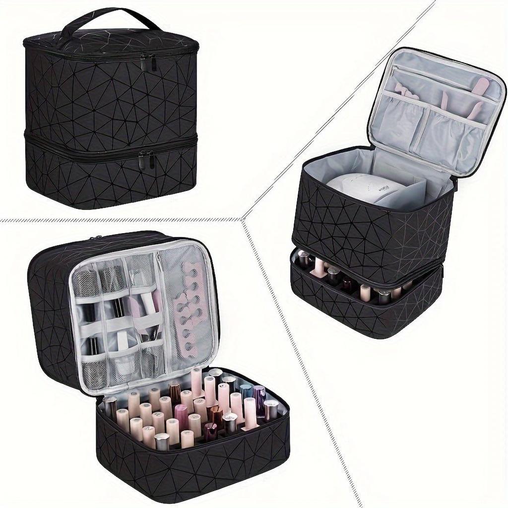Dual-Layer Large-Capacity Cosmetic and Nail Polish Storage Bag