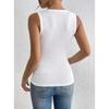 Women European Style 3d Flower Decoration Solid Sleeveless Crop Tank Top