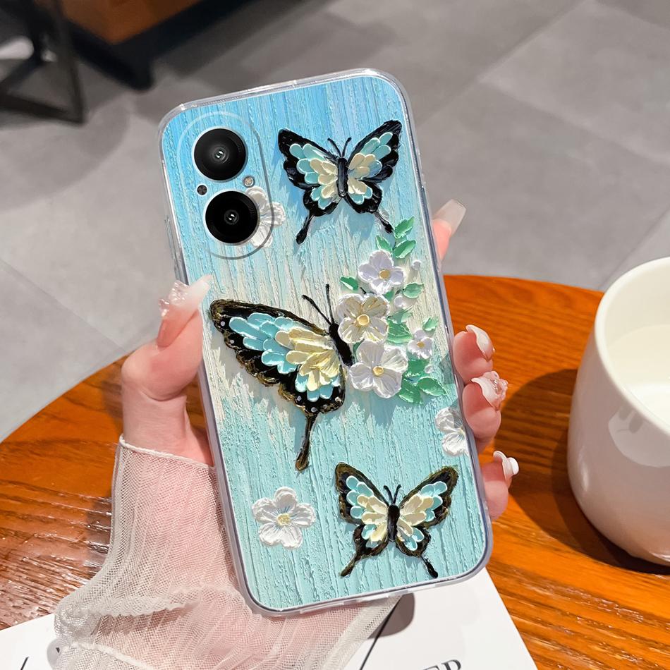 For Realme C67 4G Phone Case Painted Flowers Soft Clear TPU Silicone Funda For Realme C 67 RMX3890 Back Cover Protective Bumper
