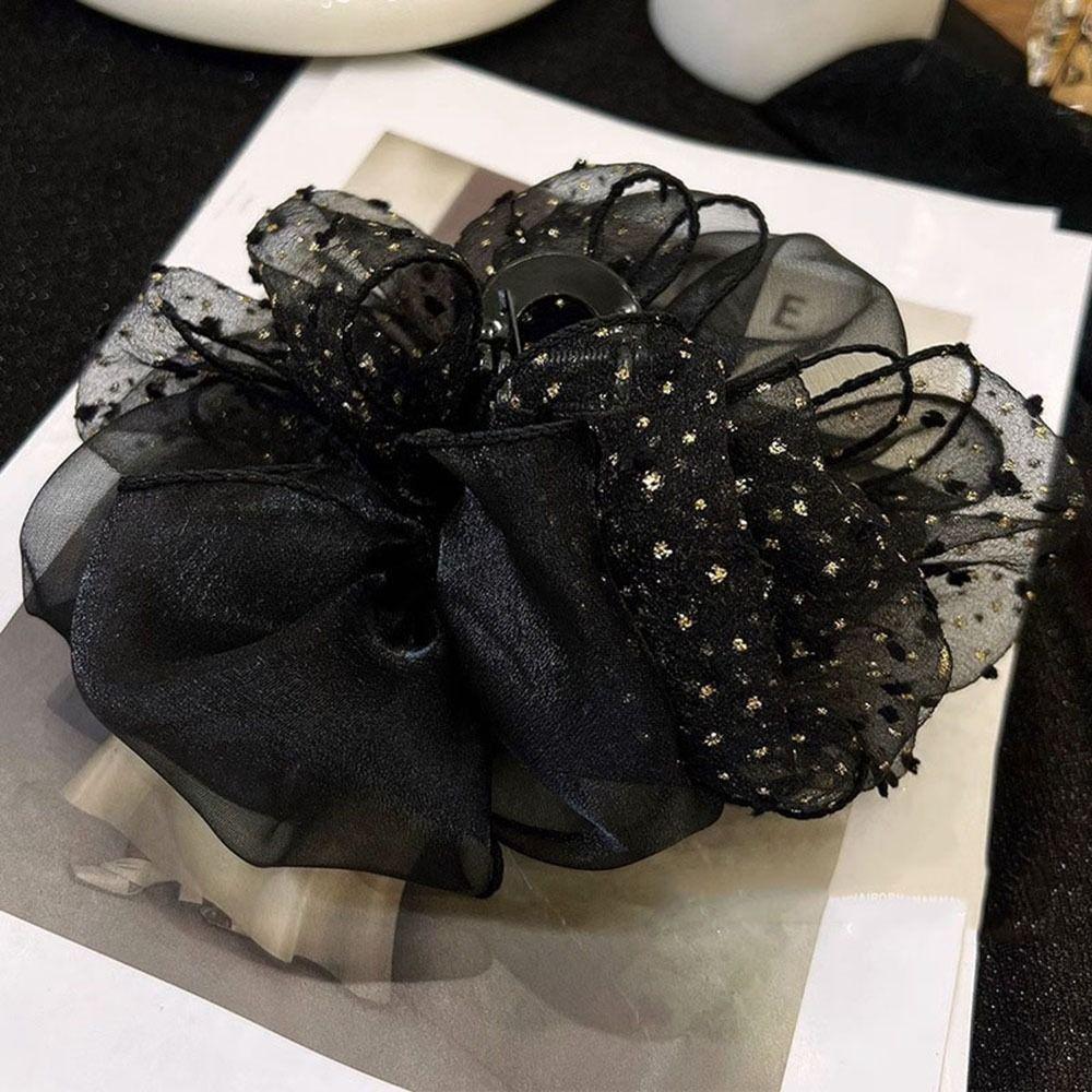 Элегантный простой модный корейский стиль, пластиковый коготь для волос, двусторонний бант, сетчатый зажим в виде акулы, большие точки