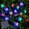 Solar Cherry String Lights Outdoor Sakura Garlands Peach Flower LED Night Lamp for Wedding Party Tree Garden Parterre Decoration