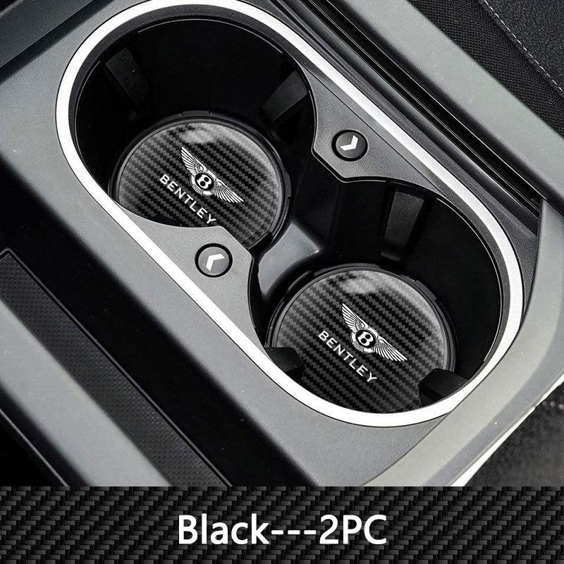 2PCS Carbon Fiber Car Interior Coaster Water Cup Pad Holder For Bentley Flying Spur Continental GT Bentayga Mulsanne Accessories