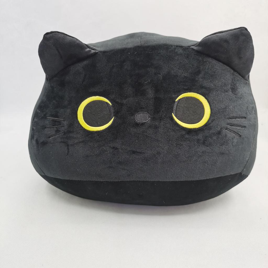 Черная кошка плюшевая игрушка-подушка кукла