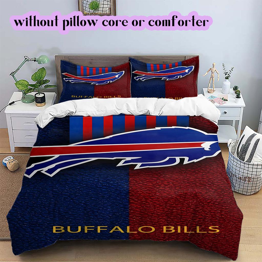 football Logo Pattern Bedding Quilt Set Quilt Cover Pillowcase Home Decoration Birthday Gift (1*duvet cover+ 2*pillowcase, without core)