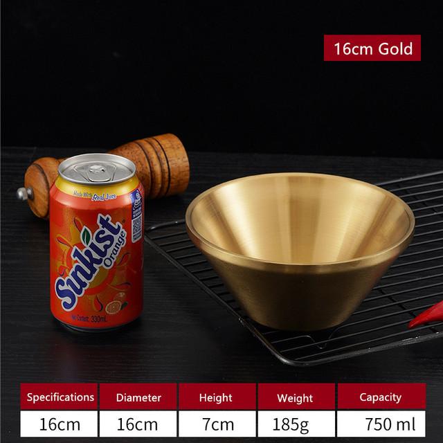 Чаша из нержавеющей стали, многоразмерный V-образный золотой салатник, салатница с лапшой, рисом и фруктами, кухонная посуда для приготовления пищи, корейский салатный лук