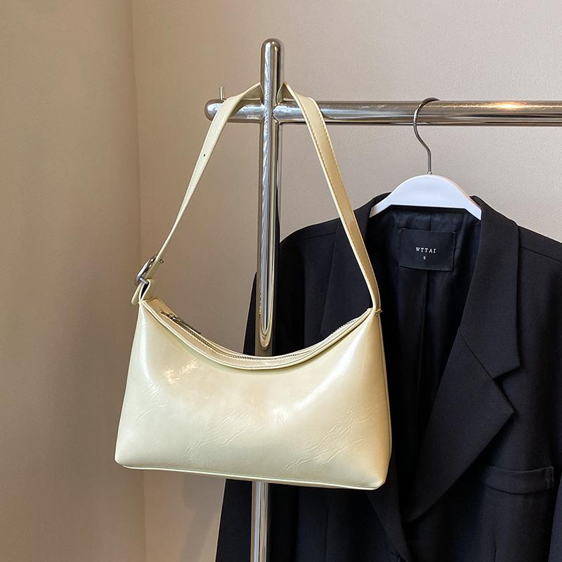 Простая сумка через плечо, женская, новая модная, однотонная, универсальная, наплечная сумка, французская, женская, мягкая, кожаная сумка