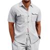 Short Sleeve Fashion Cargo Shirt Mens Clothing Classic Basic Tops Wear Plus Size Men Casual Street Blouses