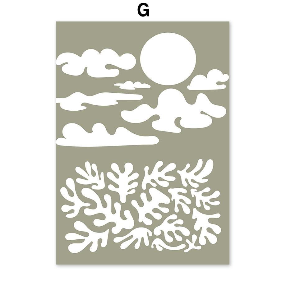 Sage Green Leaf Lotus Flower Sun Rainbow Posters Prints Canvas Painting Nordic Wall Art Pictures For Living Room Home Decor