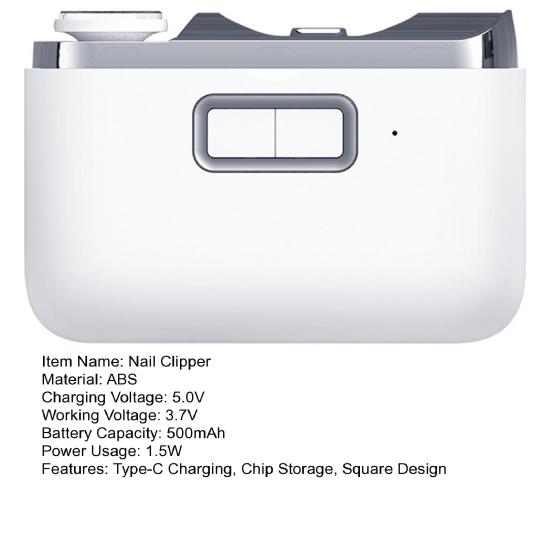 Electric Toenail Clipper with Square Design Dual Speed Function Electric Nail Trimmer Type-C Charging Electric Polishing Automatic Nail Clippers