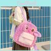 Cute Cartoon Pink Angel Flower Decor Plush Backpack For Students Daily Use
