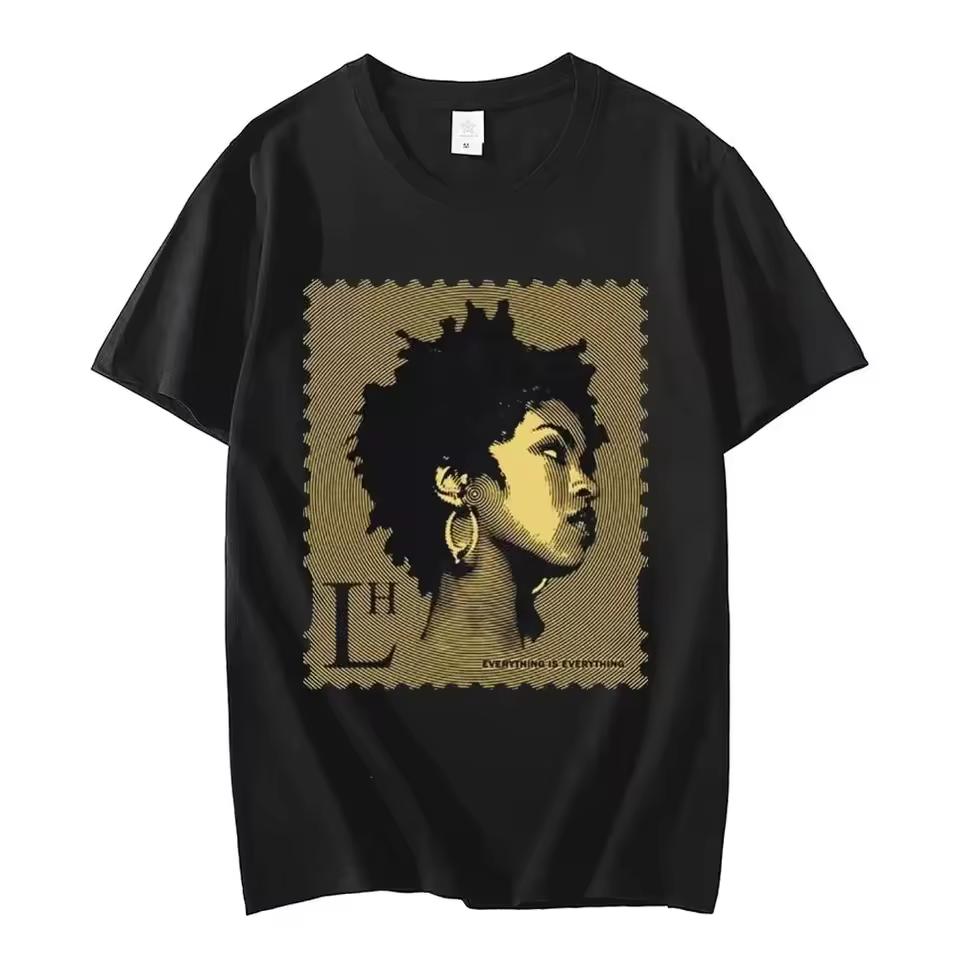 Lauren Hill Rap Singer Music Album Pattern T-shirt Men's T-shirt Summer New Product Suitable for Both Men and Women
