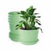 Plastic Round Flower Pots with Tray for Home Planters, Terrace, Garden Etc | Pack of 05 | Green | Size 8 Inch | for Home Indoor & Outdoor