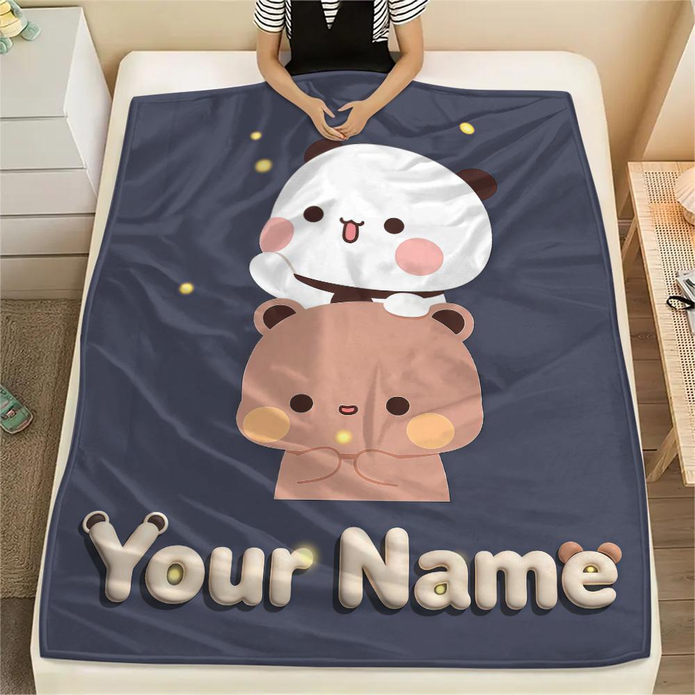 1PC Custom Name PeacHE Goma Patterned Flannel Blanket Suitable For All Seasons for Home Decor Warmth and Comfort Gifts Holiday Present -HE169
