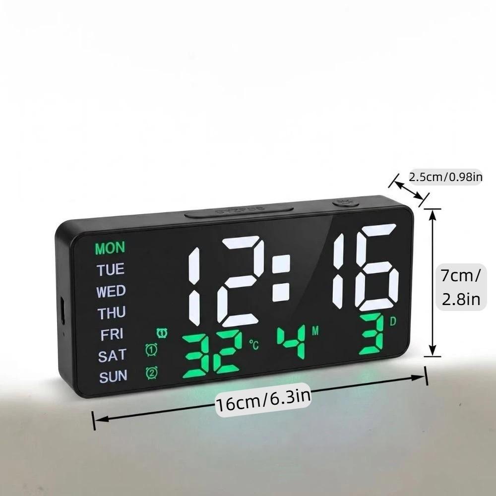 Dual Alarm LED Digital Clock Large Screen Date Week Display Timer Desktop Clock Study Room