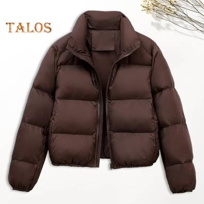 Зимнее женское пальто с воротником-стойкой, защитой шеи, застежкой-молнией, длинными рукавами, ветрозащитное, сохраняющее тепло, утепленное пуховое пальто для мужчин, приталенная куртка для отдыха на открытом воздухе