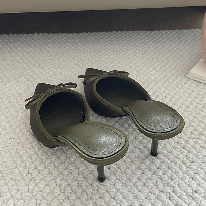 Мода Большой Размер 43 Модные Туфли-лодочки с бантом-бабочкой Женские С острым носом Слайды Женские Туфли-лодочки на каблуке Сандалии Обувь Мюли