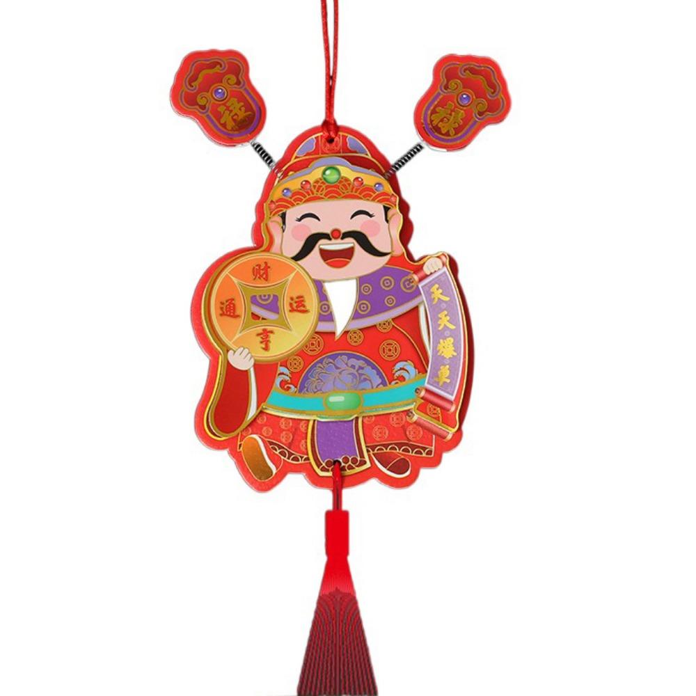 Self-adhesive Shaking Head God Pendant 3D Spring Festival Door Sticker  Kitchen