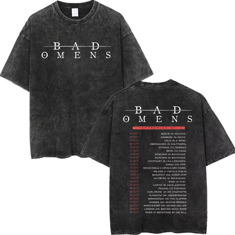 Винтажные стираные футболки рок-группы Bad Omens, готическая мода, футболки с коротким рукавом для мужчин и женщин, повседневные свободные хлопковые футболки, стритвир