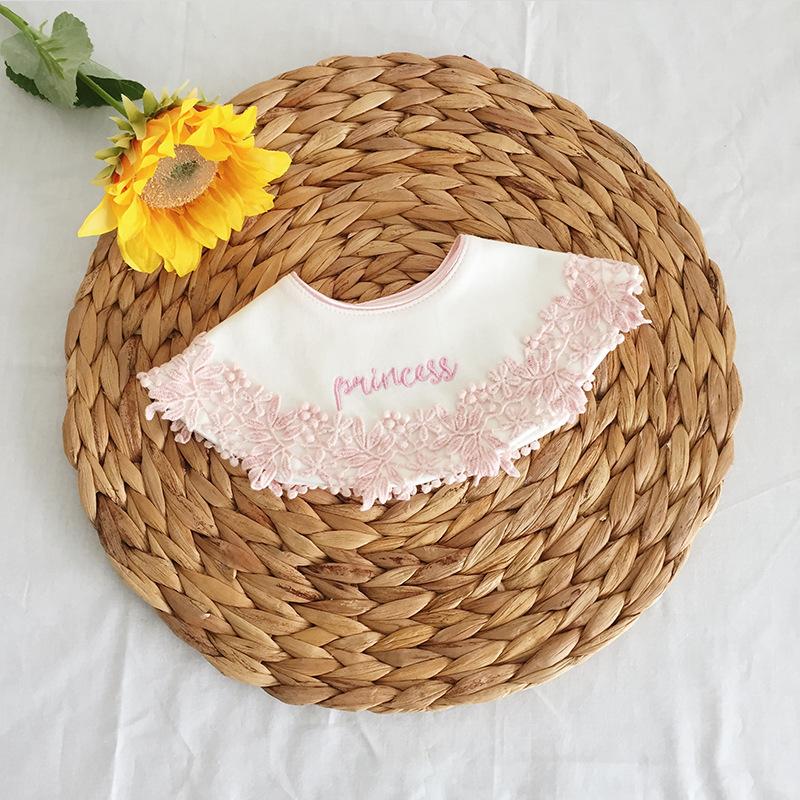 Sweet Baby Girls Boys Cotton Bibs Round Soft Waterproof Fake Collar Accessories Korean Style Kids Lace Neck Wear Children Items