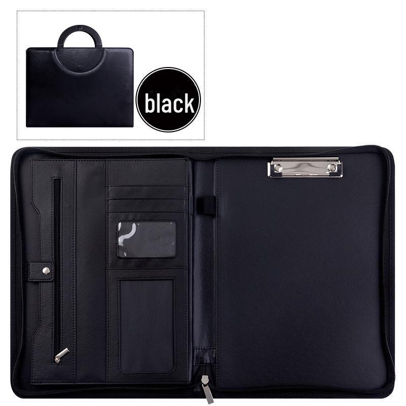 Кожаная папка для деловых бумаг формата А4 с калькулятором — портативная, многофункциональная папка на молнии для встреч с клиентами и проведения деловых операций