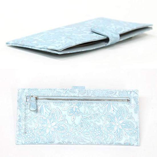 Made in Japan Arukan Made in Japan Genuine Leather Made in Italy Cowhide Floral Pattern Embossed Single Bundle Card Case Long Wallet Slim Claire Light