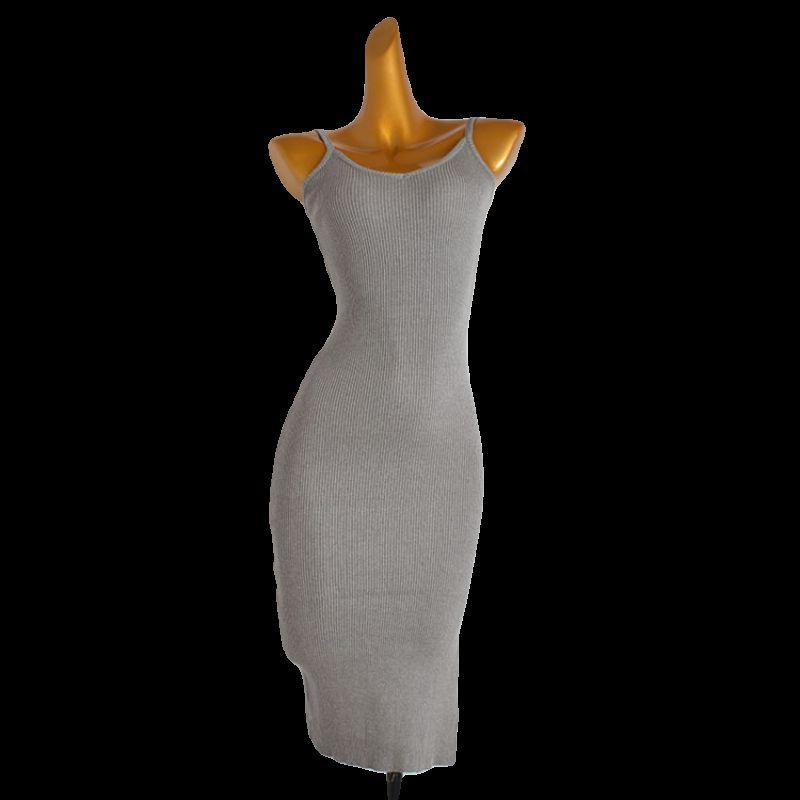 Spring and Summer New Arrival Pure Color Sexy Sleeveless Knitting Dress Women's Clothing Silm Sheath Slit Base Suspender Dress