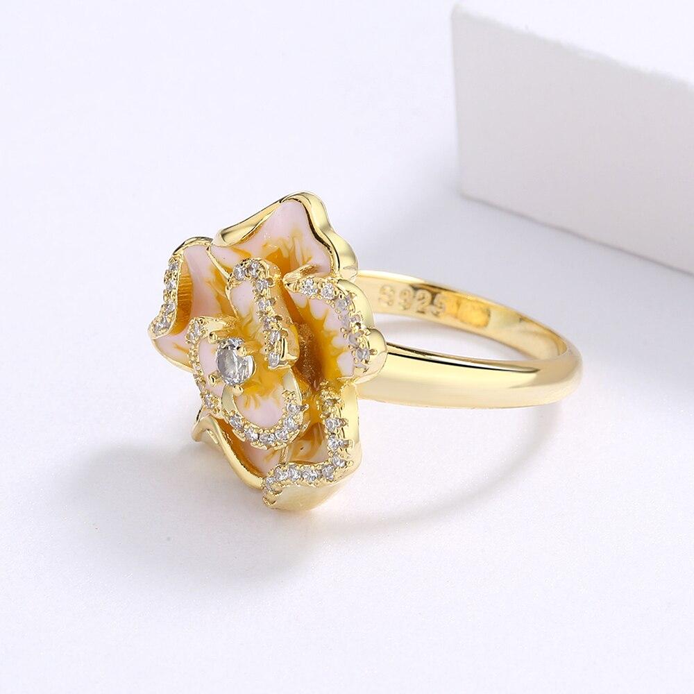 Классическое женское ювелирное кольцо с желтым цветком, женское эмалированное кольцо, модное кольцо с цветком, свадебное ювелирное изделие, подарок, эпоксидная эмаль ручной работы