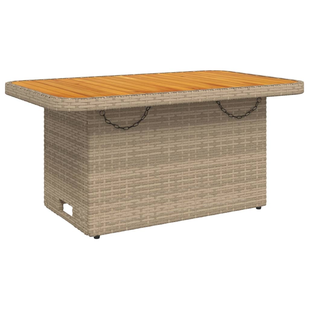 Vidaxl Stół Ogrodowy, Beżowy, 90X55X71 Cm, Polirattan I Akacja