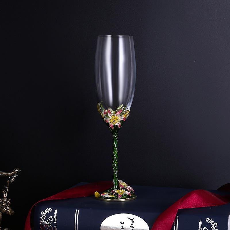 Элегантный набор бокалов для шампанского с эмалью и кристаллами - Высокие бокалы для игристого вина, Идеально для дома или в качестве подарка для бара