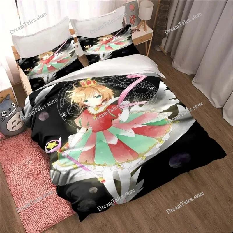 Набор постельного белья Cardcaptor Sakura Односпальный Полуторный Двуспальный Евро-размер Кинг-сайз Набор для спальни Взрослых Детей Пододеяльник Комплекты Простыня Комплект