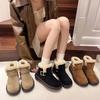 Модные балетки Женские замшевые ботильоны Пряжка-ремень Плюшевая теплая обувь Женская дизайнерская мода Новый тренд 2025 Зимняя повседневная уютная обувь Botas Mujer