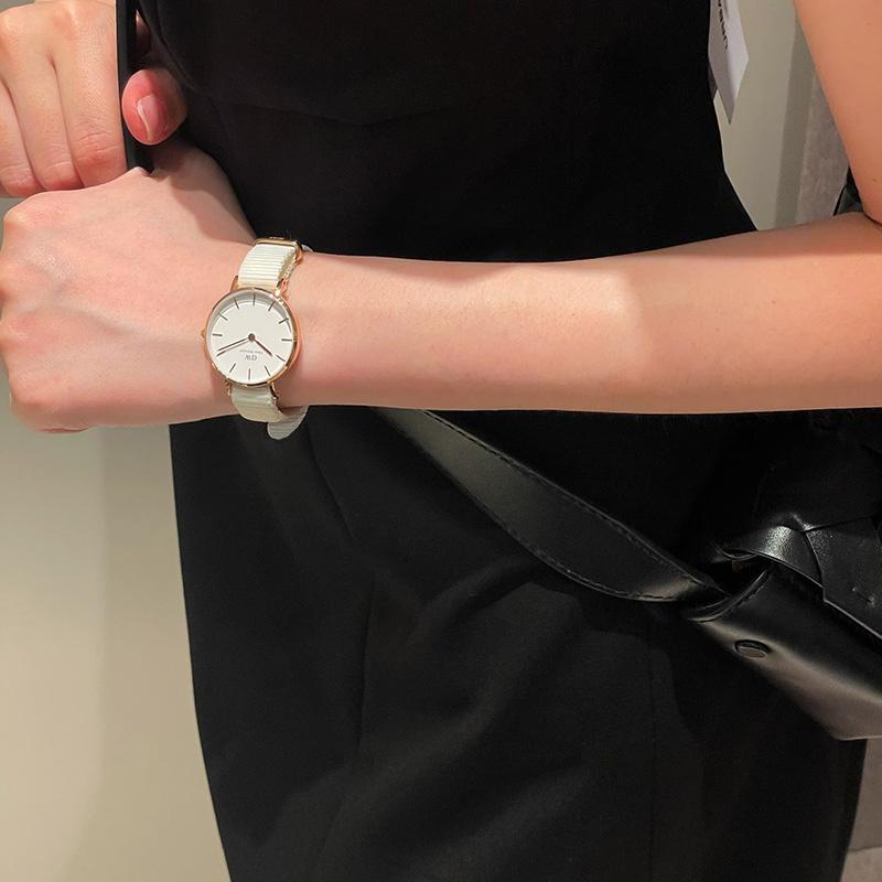Daniel Wellington Watches for women, watches, quartz movement, canvas nylon fabric strap, white dial, women's watch, 30 meters waterproof DW00100313-3